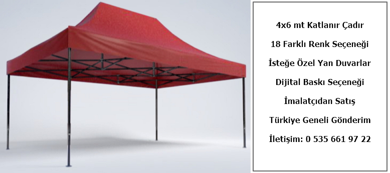 4x6 Portatif Baskılı Gazebo Çadır